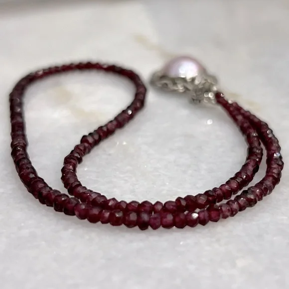 Mabe Pink Pearl Sterling Silver Openwork Leaf Pendant 20” Necklace - Picture 3 of 12